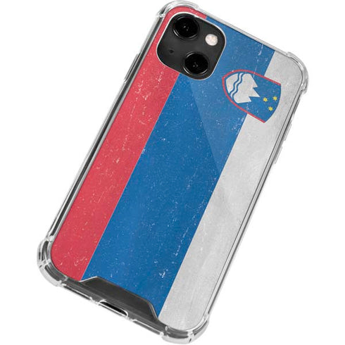 Slovenia Flag Distressed iPhone 14 Clear Case